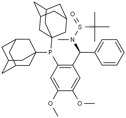 (R)-N-[[2-[bis(1-adamantyl)phosphanyl]-4,5-dimethoxyphenyl]-phenylmethyl]-N,2-dimethylpropane-2-sulfinamide Struktur