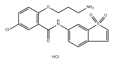 Benzamide, 2-(3-aminopropoxy)-5-chloro-N-(1,1-dioxidobenzo[b]thien-6-yl)-, hydrochloride (1:1) Structure