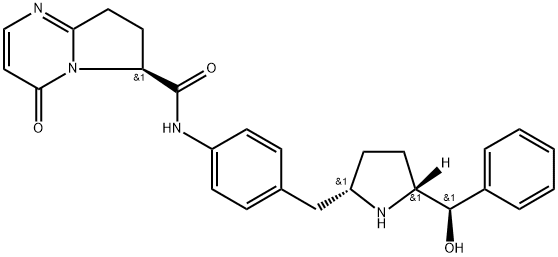 Pyrrolo[1,2-a]pyrimidine-6-carboxamide, 4,6,7,8-tetrahydro-N-[4-[[(2S,5R)-5-[(R)-hydroxyphenylmethyl]-2-pyrrolidinyl]methyl]phenyl]-4-oxo-, labeled with tritium, (6S)- Struktur