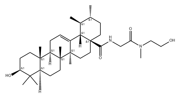 Urs-12-en-28-amide, 3-hydroxy-N-[2-[(2-hydroxyethyl)methylamino]-2-oxoethyl]-, (3β)- Structure