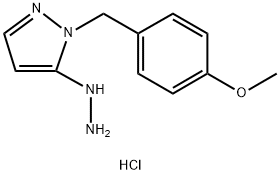 1H-Pyrazole, 5-hydrazinyl-1-[(4-methoxyphenyl)methyl]-, hydrochloride (1:2) Structure