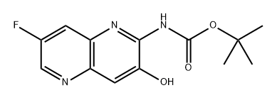 (7-氟-3-羟基-1,5-萘啶-2-基)氨基甲酸叔丁酯 结构式