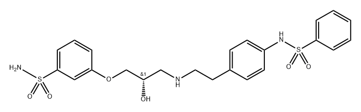 4-[(2S)-3-{[2-(4-ベンゼンスルホンアミドフェニル)エチル]アミノ}-2-ヒドロキシプロポキシ]ベンゼン-1-スルホンアミド 化学構造式