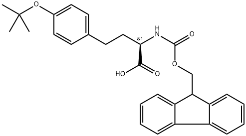 Benzenebutanoic acid, 4-(1,1-dimethylethoxy)-α-[[(9H-fluoren-9-ylmethoxy)carbonyl]amino]-, (αR)- Struktur