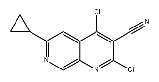 2,4-dichloro-6-cyclopropyl-1,7-naphthyridine-3-carbonitrile Struktur