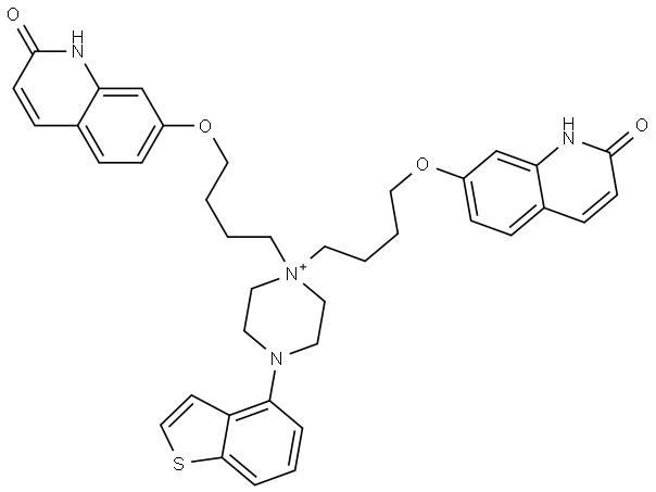 4-(benzo[b]thiophen-4-yl)-1,1-bis(4-((2-oxo-1,2-dihydroquinolin-7-yl)oxy)butyl)piperazin-1-ium chloride