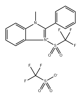 1-Methyl-2-phenyl-3-((trifluoromethyl)sulfonyl)-1H-benzo[d]imidazol-3-ium trifluoromethanesulfonate Structure