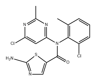 2-Amino-N-(6-chloro-2-methylpyrimidin-4-yl)-N-(2-chloro-6-methylphenyl)thiazole-5-carboxamide Struktur