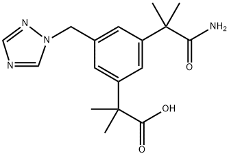 Benzeneacetic acid, 3-(2-amino-1,1-dimethyl-2-oxoethyl)-α,α-dimethyl-5-(1H-1,2,4-triazol-1-ylmethyl)- Struktur