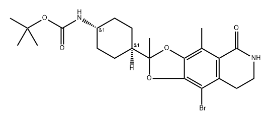 t-butyl (trans-4-(9-bromo-2,4-dimethyl-5-oxo-5,6,7,8-tetrahydro-[1,3]dioxolo[4,5-g]isoquinolin-2-yl)cyclohexyl)carbamate 结构式