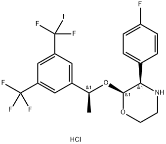 Morpholine, 2-[(1S)-1-[3,5-bis(trifluoromethyl)phenyl]ethoxy]-3-(4-fluorophenyl)-, hydrochloride (1:1), (2S,3R)- Structure