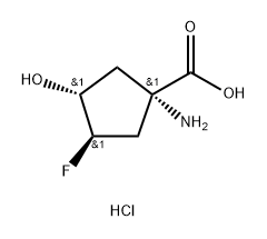 Cyclopentanecarboxylic acid, 1-amino-3-fluoro-4-hydroxy-, hydrochloride (1:1), (1R,3S,4S)-rel- Structure