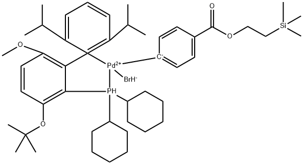 [2-(二环己基膦)-3-叔丁氧基-6-甲氧基-2',6'-二异丙基-1,1'-联苯](4-((2-(三甲基硅基)乙氧基)羰基)苯基-1-基)溴化钯 结构式