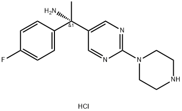 5-Pyrimidinemethanamine, α-(4-fluorophenyl)-α-methyl-2-(1-piperazinyl)-, hydrochloride Structure