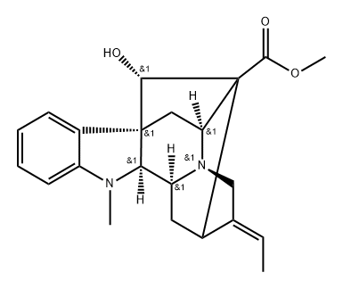 (2α,17S,19E)-19,20-ジデヒドロ-17-ヒドロキシアジュマラン-16-カルボン酸メチル 化学構造式
