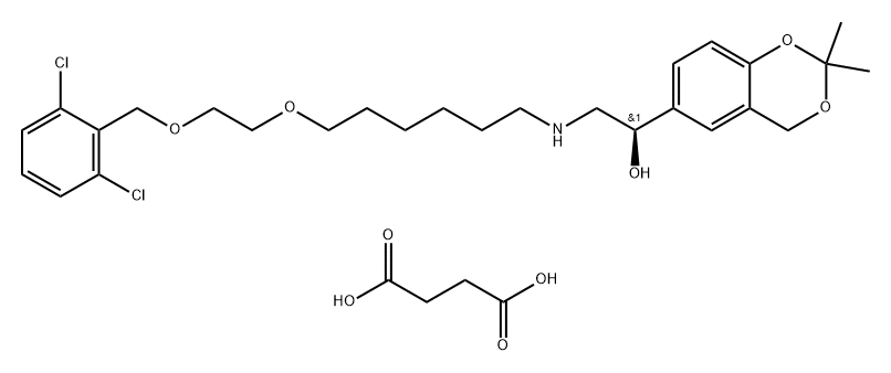 (R)-2-((6-(2-((2,6-二氯苄基)氧基)乙氧基)己基)氨基)-1-(2,2-二甲基-4H-苯并[D][1,3]二噁英-6-基)乙烷-1-醇丁二酸盐, 2522953-10-0, 结构式