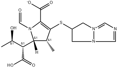 5H-Pyrazolo[1,2-a][1,2,4]triazol-4-ium, 6-[[(4R,5S)-2-carboxy-5-[(1S,2R)-1-carboxy-2-hydroxypropyl]-1-formyl-4,5-dihydro-4-methyl-1H-pyrrol-3-yl]thio]-6,7-dihydro-, inner salt Struktur