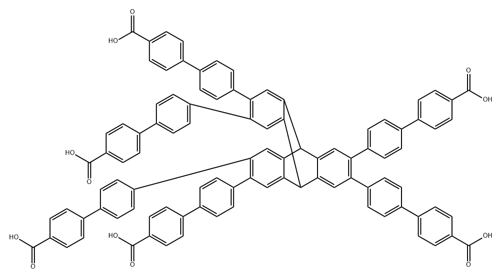 4',4''',4''''',4''''''',4''''''''',4'''''''''''-(9,10-dihydro-9,10-[1,2]benzenoanthracene-2,3,6,7,14,15-hexayl)hexakis([1,1'-biphenyl]-4-carboxylic acid) Structure