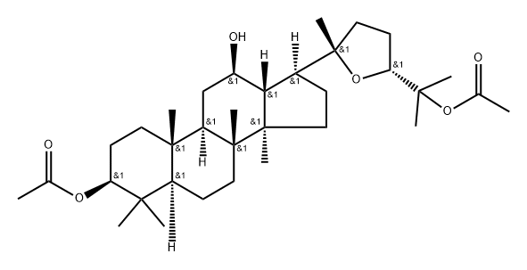 Dammarane-3,12,25-triol, 20,24-epoxy-, 3,25-diacetate, (3β,12β,24R)- Structure