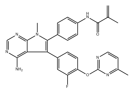 2-Propenamide, N-[4-[4-amino-5-[3-fluoro-4-[(4-methyl-2-pyrimidinyl)oxy]phenyl]-7-methyl-7H-pyrrolo[2,3-d]pyrimidin-6-yl]phenyl]-2-methyl- Structure