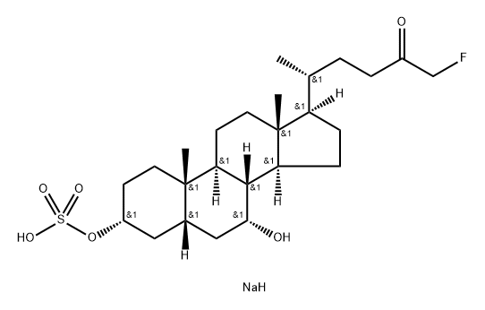 26,27-Dinorcholestan-24-one, 25-fluoro-7-hydroxy-3-(sulfooxy)-, sodium salt (1:1), (3α,5β,7α)- Structure