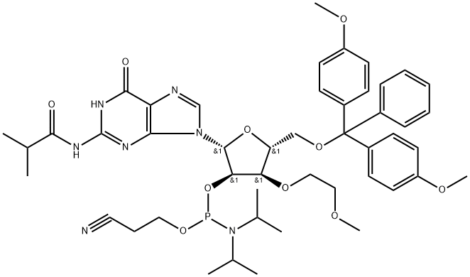 3'-O-MOE-G(iBu)-2'-phosphoramidite Structure