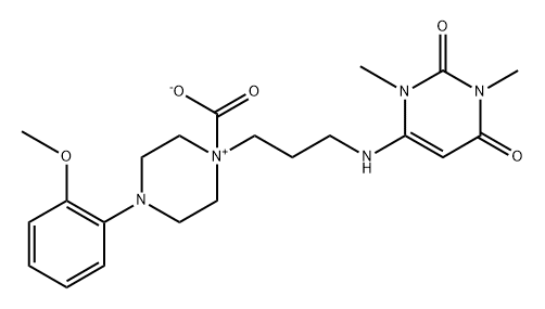 Piperazinium, 1-carboxy-4-(2-methoxyphenyl)-1-[3-[(1,2,3,6-tetrahydro-1,3-dimethyl-2,6-dioxo-4-pyrimidinyl)amino]propyl]-, inner salt Struktur