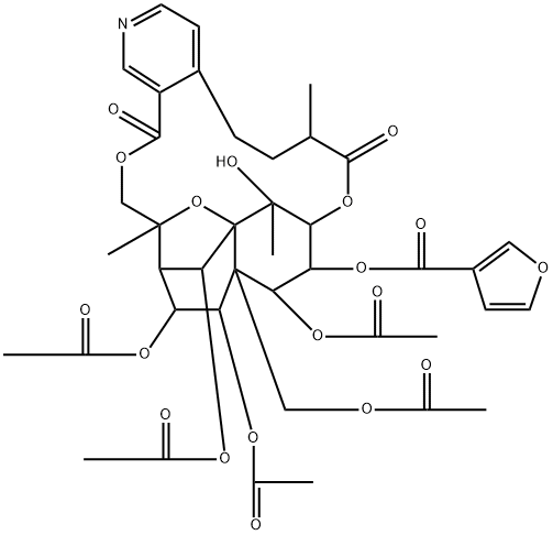 3-Furancarboxylic acid, (7S,10S,11S,12S,13R,14S,15R,16R,17R,22R,23R,24R)-14,15,22,23-tetrakis(acetyloxy)-13-[(acetyloxy)methyl]-5,7,8,10,11,13,14,15,16,17,18,20-dodecahydro-11-hydroxy-7,11,17-trimethyl-8,20-dioxo-12,17-epoxy-10,13-ethano-12,16-methano-6H,12H-[1,9]dioxacyclooctadecino[3,4-c]pyridin-24-yl ester Structure