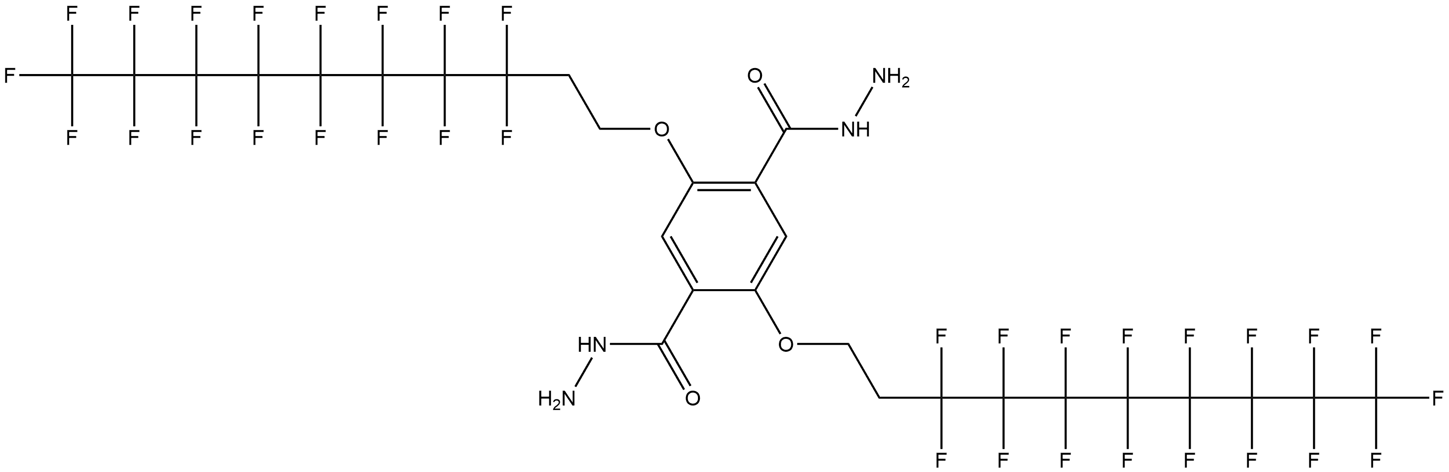 2,5-二(3,3,4,4,5,5,6,6,7,7,8,8,9,9,10,10,10-十七氟癸酰基)对苯二酰肼 结构式