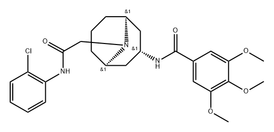 9-Azabicyclo[3.3.1]nonane-9-acetamide, N-(2-chlorophenyl)-3-[(3,4,5-trimethoxybenzoyl)amino]-, (3-exo)- Structure