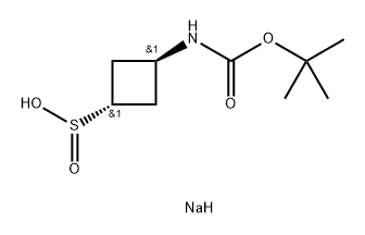 TRANS-3-((叔丁氧基羰基)氨基)环丁烷-1-亚磺酸钠 结构式