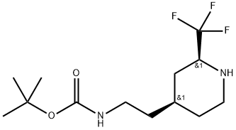 rac-tert-butyl
N-{2-[(2R,4R)-2-(trifluoromethyl)piperidin-4-yl]ethy
l}carbamate 结构式