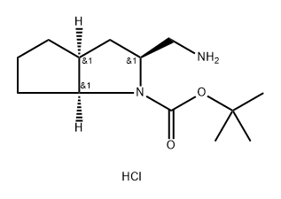 tert-butyl
(2S,3aS,6aS)-2-(aminomethyl)-octahydrocyclopen
ta[b]pyrrole-1-carboxylate hydrochloride Structure