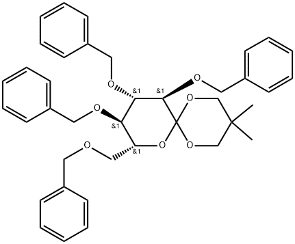 1,5-脱水-1,1-C-[(2,2-二甲基-1,3-丙烷二基)二(氧基)]-2,3,4,6-四-O-(苯基甲基)-D-山梨糖醇, 261713-59-1, 结构式
