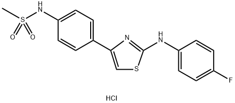N-(4-{2-[(4-fluorophenyl)amino]-1,3-thiazol-4-yl}ph enyl)methanesulfonamide hydrochloride 结构式
