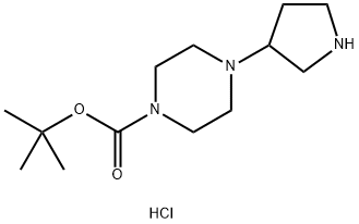 4-(吡咯烷-3-基)哌嗪-1-羧酸叔丁酯盐酸盐,2624138-75-4,结构式