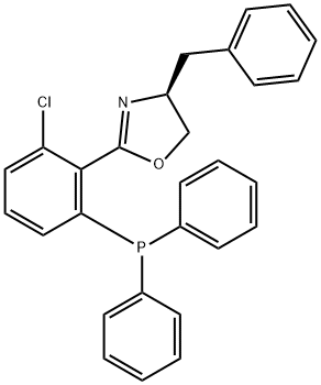 (S)-4-Benzyl-2-(2-chloro-6-(diphenylphosphino)phenyl)-4,5-dihydrooxazole Structure
