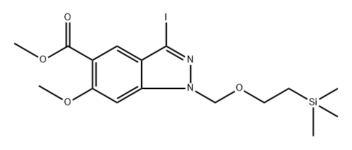 3-碘-6-甲氧基-1-((2-(三甲基甲硅烷基)乙氧基)甲基)-1H-吲唑-5-羧酸甲酯 结构式