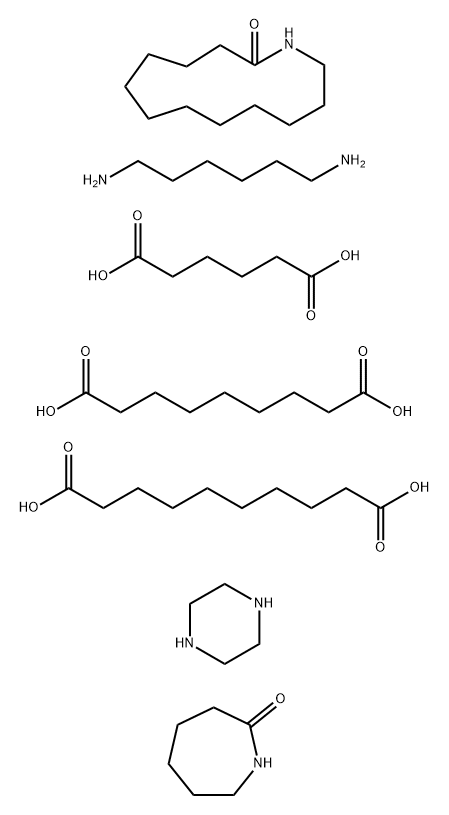Decanedioic acid polymer with azacyclotridecan-2-one, hexahydro-2H-azepin-2-one, 1,6-hexanediamine, hexanedioic acid, nonanedioic acid and piperazine Struktur