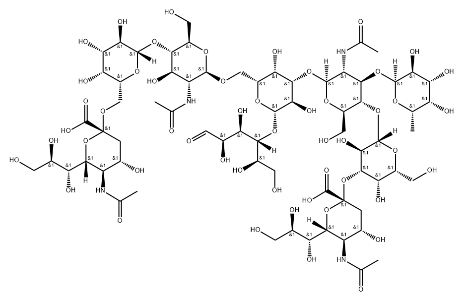 Disialylmonofucosyl lacto-N-hexaose Struktur