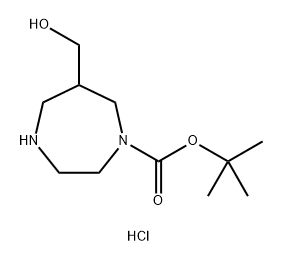 tert-butyl 6-(hydroxymethyl)-1,4-diazepane-1-carboxylate hydrochloride 结构式