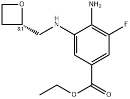 (S)-4-氨基-3-氟-5-((氧杂环丁烷-2-基甲基)氨基)苯甲酸乙酯,2641113-27-9,结构式