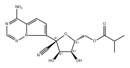 D-Altrononitrile, 2-C-(4-aminopyrrolo[2,1-f][1,2,4]triazin-7-yl)-2,5-anhydro-, 6-(2-methylpropanoate) Struktur