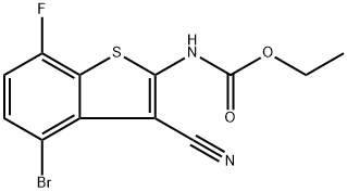 (4-溴-3-氰基-7-氟苯并[B]噻吩-2-基)氨基甲酸乙酯, 2649788-77-0, 结构式