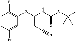 叔丁基(4-溴-3-氰基-7-氟苯并[B]噻吩-2-基)氨基甲酸酯, 2649788-79-2, 结构式