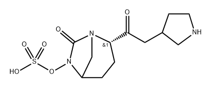 (2S,5R)-7-oxo-2-(2-(pyrrolidin-3-yl)acetyl)-1,6-diazabicyclo[3.2.1]octan-6-yl hydrogen sulfate 结构式