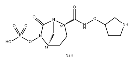 sodium (2S,5R)-7-oxo-2-((pyrrolidin-3-yloxy)carbamoyl)-1,6-diazabicyclo[3.2.1]octan-6-yl sulfate 结构式