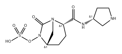 (2S,5S)-7-oxo-2-(((R)-pyrrolidin-3-yl)carbamoyl)-1,6-diazabicyclo[3.2.1]octan-6-yl hydrogen sulfate 结构式