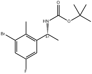 tert-Butyl (R)-(1-(3-bromo-5-fluoro-2-methylphenyl)ethyl)carbamate Struktur