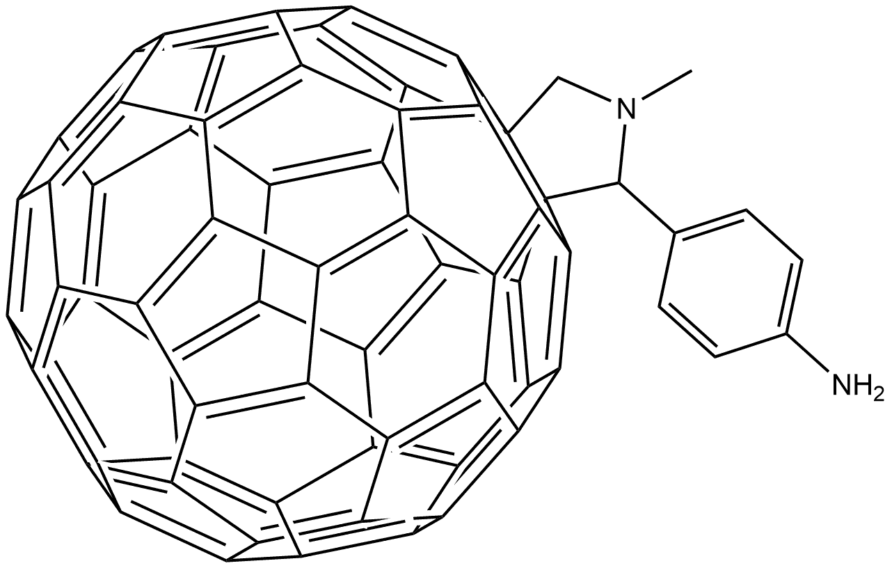 N-methyl-2-(4-aminophenyl)-bukminsterfulleropyrrolidine 结构式